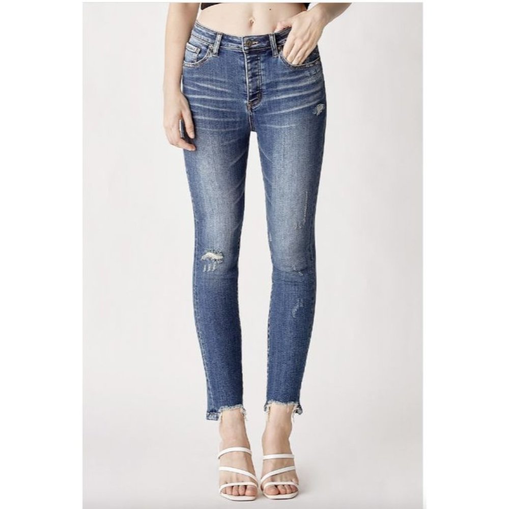 Risen Los Angeles Distressed Vintage Skinny Women's Size 30 / 11 Dark Wash Jeans